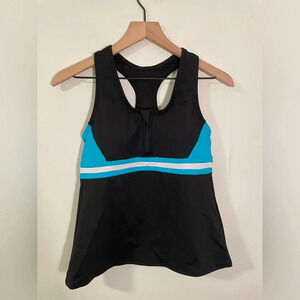 NWT Lands' End Chlorine Resistant Black/Blue/White Swim Tankini, Sz XS 2-4